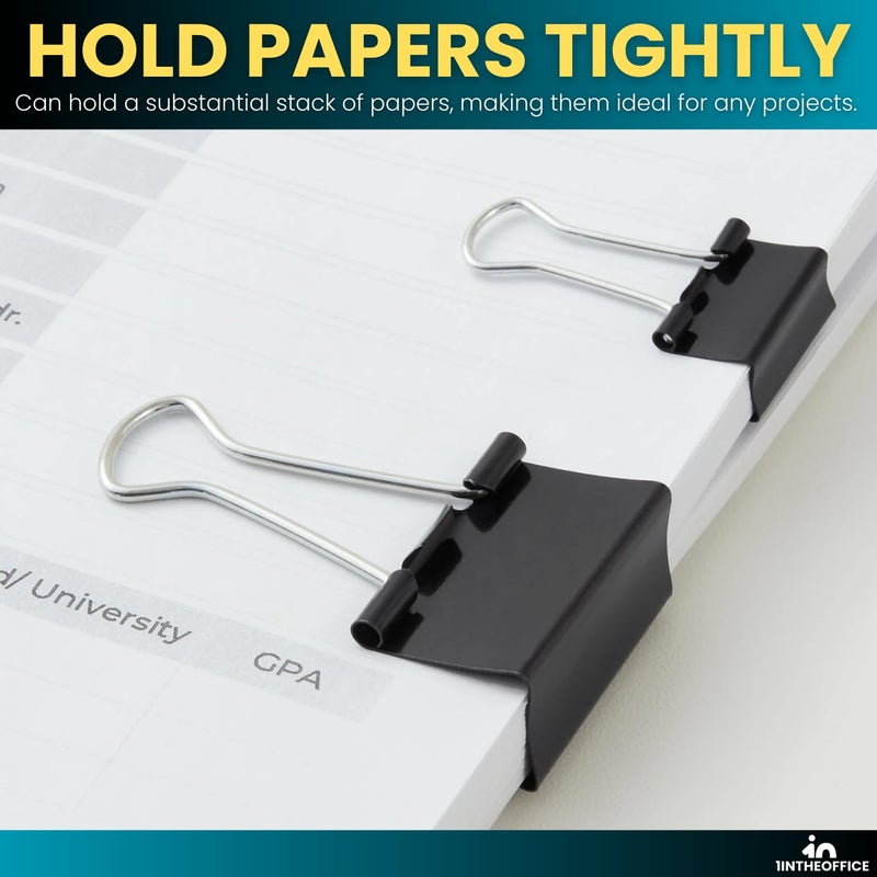 1InTheOffice Binder Clips Assorted Sizes, Assorted Binder Clips, Binder Paper Clips, Small and Medium Sizes, Black, 60 Pack - Image 4